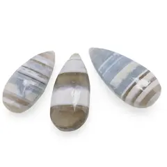 Briolete fatetate Opal albastru cu benzi - Long Teardrop, 3 buc