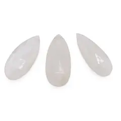 Briolete fatetate Piatra Lunii alba - Long Teardrop, 3 buc
