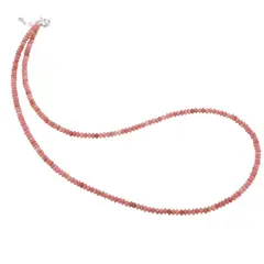 Colier Rodonit roz A+ discuri fatetate, 3mm