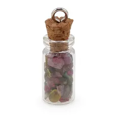 Pandantiv sticluta cu cristale naturale Turmalina multicolora, 26mm