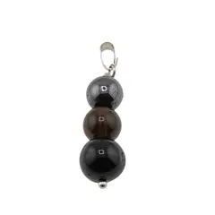 Pandantiv Turmalina neagra, Cuart fumuriu si Hematit sfere, 8-10mm