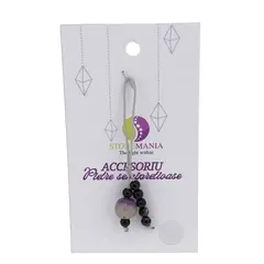 Accesoriu cu pietre semipretioase Agat mov sfera 10mm si Agat negru 4mm