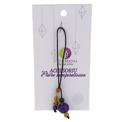 Accesoriu cu pietre semipretioase Agat mov sfera 10mm si mix cristale 4-5mm