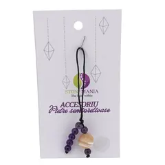 Accesoriu cu pietre semipretioase Sidef sfera 10mm si Ametist 4-5mm