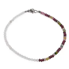 Bratara Cristal de stanca sfere fatetate si Turmalina multicolora discuri fatetate, 3mm