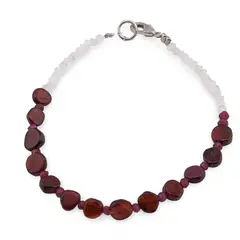 Bratara Cuart roz si Granat discuri fatetate 3mm si Granat banuti 5mm
