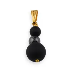 Pandantiv Onix negru mat si Hematit sfere, 6-10mm
