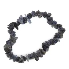 Bratara pe elastic cu pietre chips Iolith blue dark