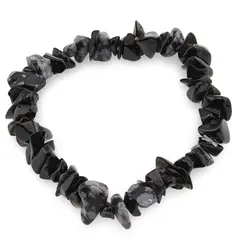 Bratara pe elastic cu pietre chips Obsidian fulg de nea