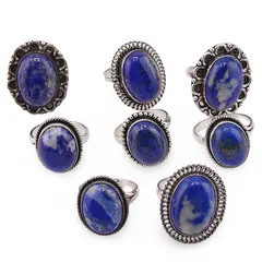 Inel reglabil cu montura argintie Lapis lazuli