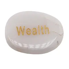 Cristal slefuit Cuart alb cu afirmatie gravata - Wealth