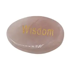 Cristal slefuit Cuart roz cu afirmatie gravata - Wisdom