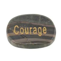 Cristal slefuit Jasp zebra verde cu afirmatie gravata -  Courage