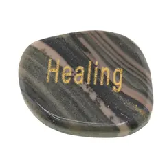 Cristal slefuit Jasp zebra verde cu afirmatie gravata -  Healing