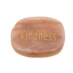 Cristal slefuit Piatra Lunii piersica cu afirmatie gravata - Kindness