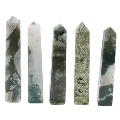 Turn / Obelisc cu patru fatete din Moss agat, 90-110g