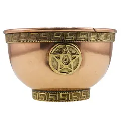 Bol din cupru cu Pentagrama pentru incarcare energetica a cristalelor, 8cm