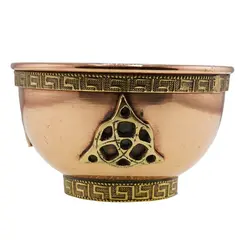 Bol din cupru cu Simbolul Triquetra pentru incarcare energetica a cristalelor, 8cm