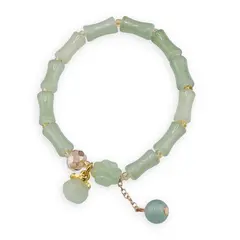 Bratara pe elastic cu Aventurin tuburi 12mm si charm floare