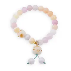 Bratara pe elastic cu Mix cuarturi sfere 8mm si charm Maneki Neko