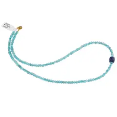 Colier Apatit discuri fatetate 4mm si Lapis lazuli cub fatetat 7-8mm
