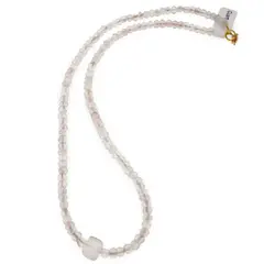 Colier Cuart roz discuri fatetate 5mm si cub fatetat 7-8mm