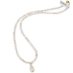 Colier Cuart roz discuri fatetate 5mm si pandantiv cub fatetat 7-8mm