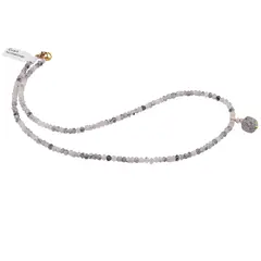 Colier Cuart turmalinat discuri fatetate 4mm si pandantiv cub fatetat 8mm