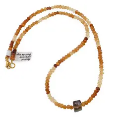 Colier Granat Hessonit discuri fatetate 4mm si Ochi de tigru cub fatetat 6-7mm