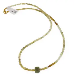 Colier Granat verde discuri fatetate 3mm si cub fatetat 6-7mm