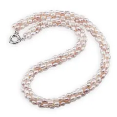 Colier handmade cu Perle de cultura albe si roz, 5-6mm