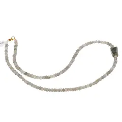 Colier Labradorit discuri fatetate 4mm si fatetat 14-16mm