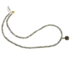 Colier Labradorit discuri fatetate 4mm si pandantiv cub fatetat 8mm