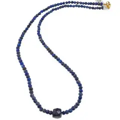 Colier Lapis lazuli discuri fatetate 4mm si cub fatetat 8-9mm