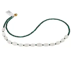 Colier Malachit discuri fatetate 3mm si Piatra Lunii fatetata 8-12mm