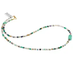 Colier Mix de cristale discuri fatetate 3-4mm si cub fatetat Onix verde 8mm