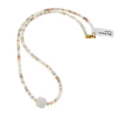 Colier Mix Piatra Lunii discuri fatetate 4mm si cub fatetat 9-10mm