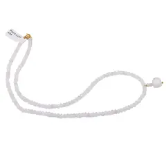 Colier Piatra Lunii alba discuri fatetate 4mm si pandantiv cub fatetat 8mm