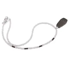 Colier Piatra lunii si Pirita discuri fatetate 4mm cu element central din Pirita 38mm