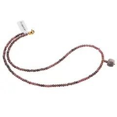 Colier Rodonit A+ discuri fatetate 3mm si pandantiv cub fatetat 8-9mm