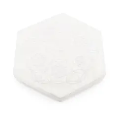 Selenit hexagonal gravat cu cele 7 chakre si SImbolul Om - 9cm
