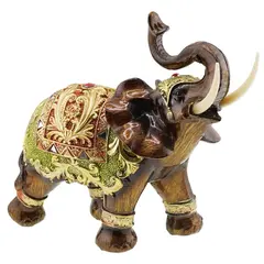 Statueta Feng Shui Elefant maro regal al prosperitatii cu trompa ridicata - 18cm x 22cm