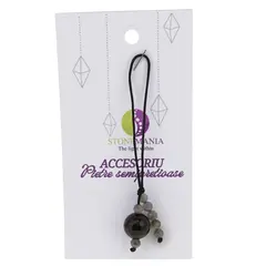Accesoriu cu pietre semipretioase Agat maro sfera 10mm si Labradorit 4mm