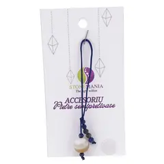 Accesoriu cu pietre semipretioase Agat maro sfera 10mm si Lapis lazuli 4mm