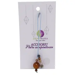 Accesoriu cu pietre semipretioase Agat maro sfera 10mm si mix cristale 4mm
