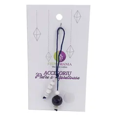 Accesoriu cu pietre semipretioase Agat mov sfera 10mm si Sidef 4mm