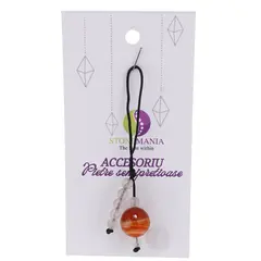 Accesoriu cu pietre semipretioase Agat portocaliu sfera 12mm si Cuart roz 4mm