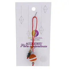 Accesoriu cu pietre semipretioase Agat portocaliu sfera 12mm si mix cristale 4mm