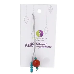 Accesoriu cu pietre semipretioase Agat portocaliu sfera 12mm si Turcoaz 4mm