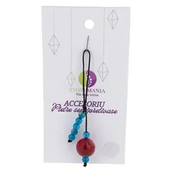 Accesoriu cu pietre semipretioase Agat roz sfera 12mm si Agat albastru 4mm